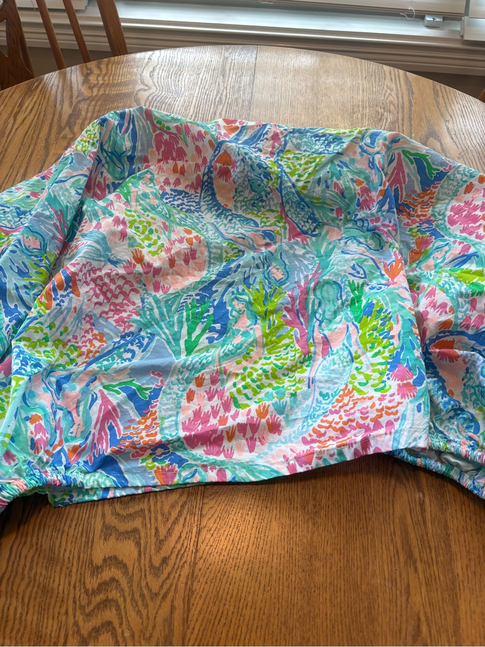 Lilly Pulitzer x Pottery Barn Kids Mermaid Cove Crib Sheet Blue Pink EUC